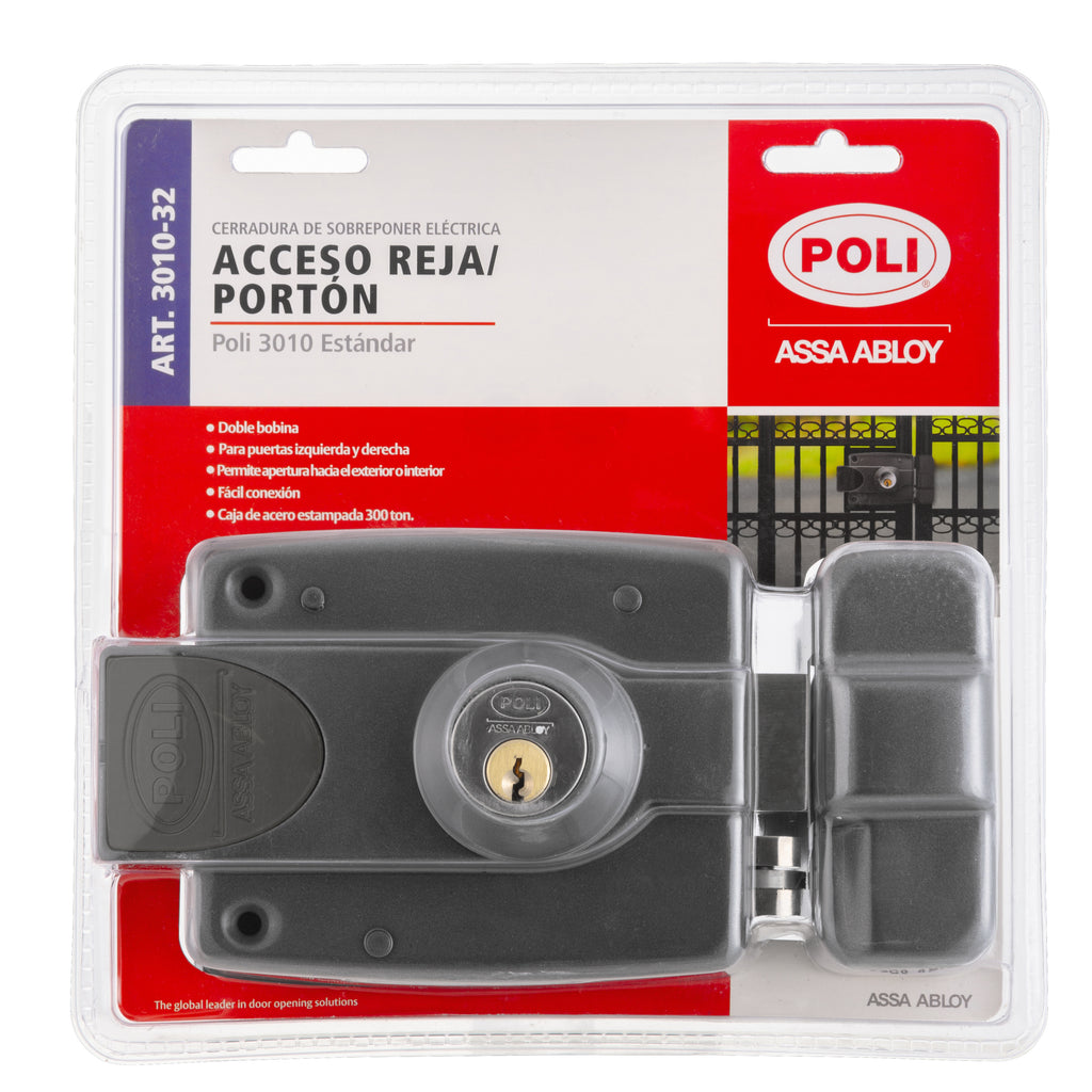 Cerradura Sobreponer Eléctrica Poli 3010 Cilindro Ajustable