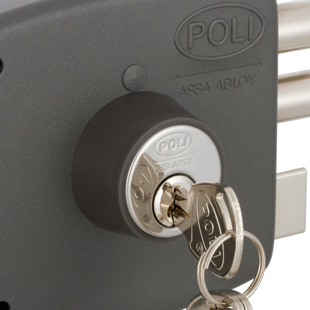 Cerradura Sobreponer Mecánica Poli Chilena 2010 + Caja para Accesos y Reja