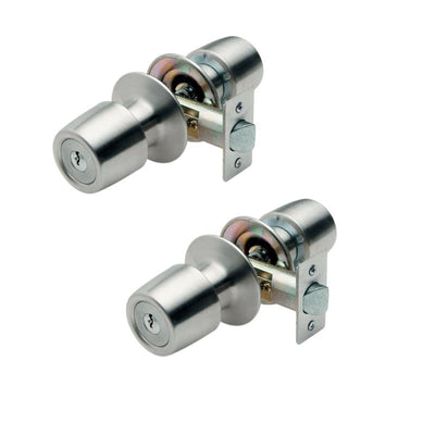 Pack 2 Cerraduras Tubular Pomo Urbano Oficina/Dormitorio Inoxidable