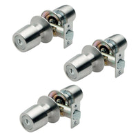 Pack 3 Cerraduras Tubular Pomo Urbano Oficina/Dormitorio Inoxidable