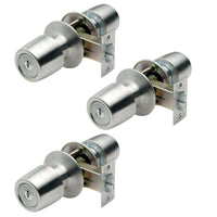 Pack 3 Cerraduras Tubular Pomo Urbano Acceso Inoxidable