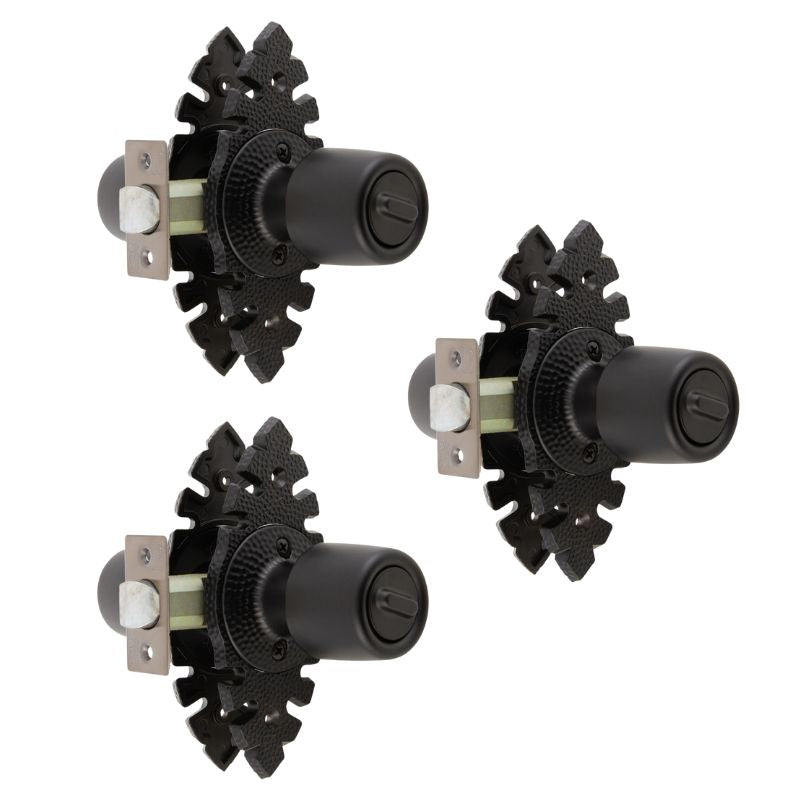 Pack 3 Cerraduras Tubular Pomo Urbano Rústica Baño/Dormitorio