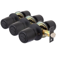 Pack Cerradura Tubular Pomo 8000 Baño/Dormitorio Negro (4 unidades)