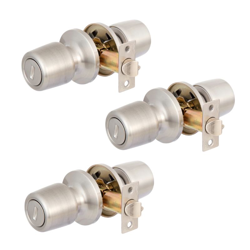 Pack 3 Cerraduras Tubular 8000 Baño/Dormitorio Inoxidable