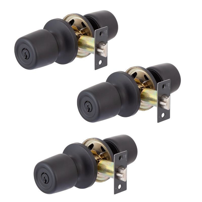 Pack 3 Cerraduras Tubular 8000 Oficina/Dormitorio Negro