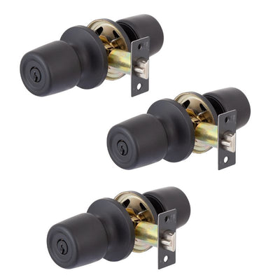 Pack 3 Cerraduras Tubular 8000 Oficina/Dormitorio Negro