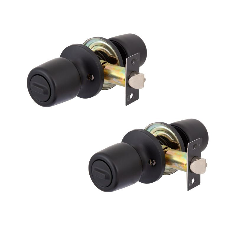 Pack 2  Cerraduras Tubular 8000 Baño/Dormitorio Negro