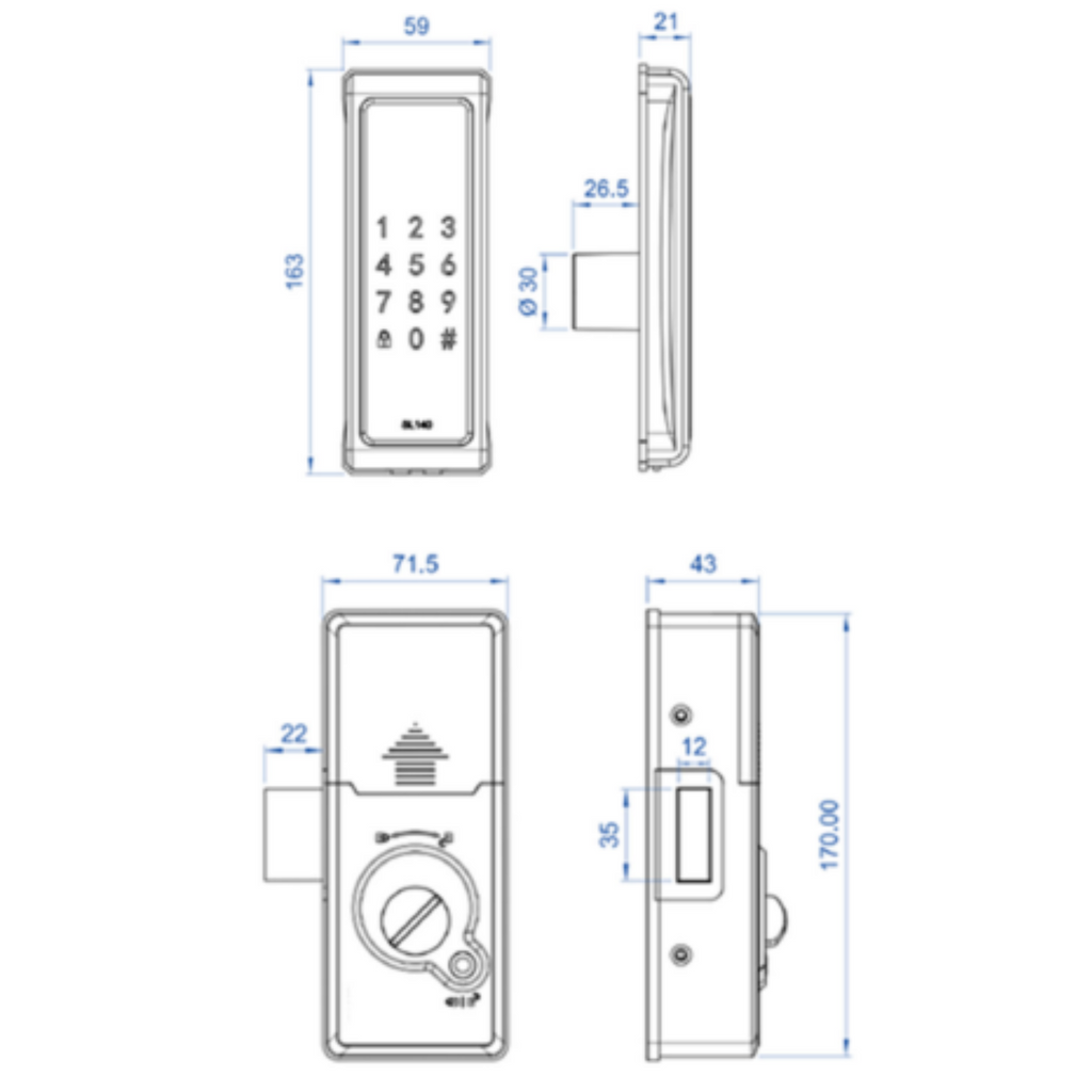 Cerrojo Digital Sobreponer 200 - Apertura Códigos/huella