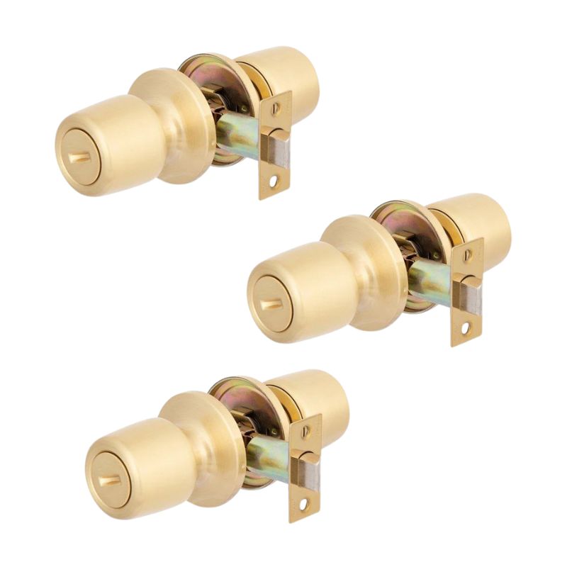 Pack 3 Cerraduras Tubular 8000 Baño/Dormitorio Bronce