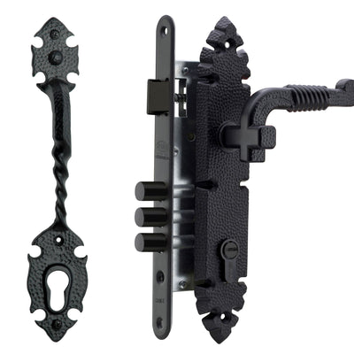 Cerradura Embutida Rústica B40 y Tirador Acceso 1/2 Negro