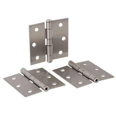 Pack de 3 Bisagras de Acero 3x3 pulgadas Níquel Satinado