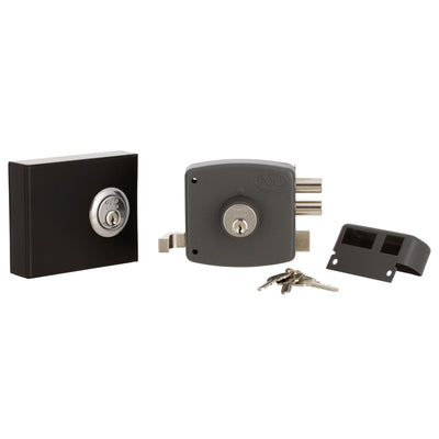 Cerradura Sobreponer Mecánica Poli Chilena 2010 + Caja para Accesos y Reja