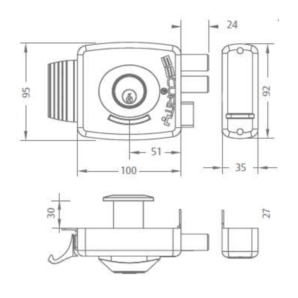 Cerradura Sobreponer Security Pro 2 pitones - Reja