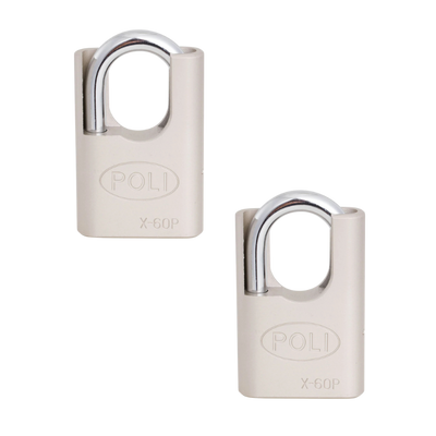 Pack 2 Candados Serie X 60Pmm con hombros Níquel Satín