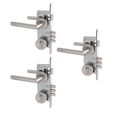 Pack 3 Cerradura Embutida Niza B40 Oficina/Dormitorio Inoxidable