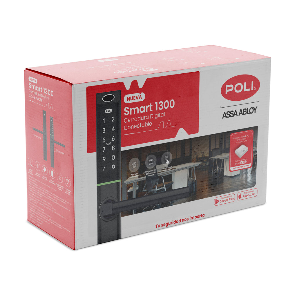 NUEVA Cerradura Digital Poli Smart 1300 Negro - apertura Huella/tarjeta/código