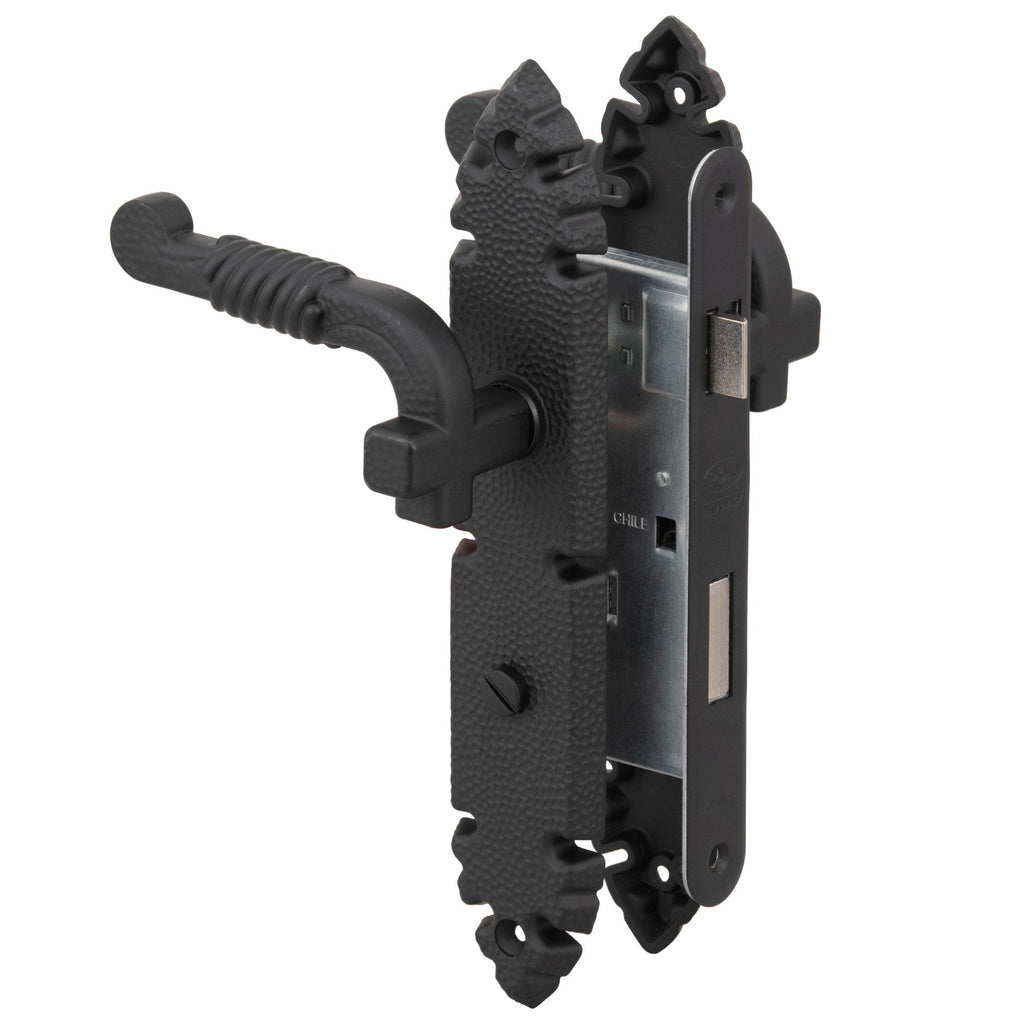 Cerradura Embutida Rústica B40 Negra de Baño