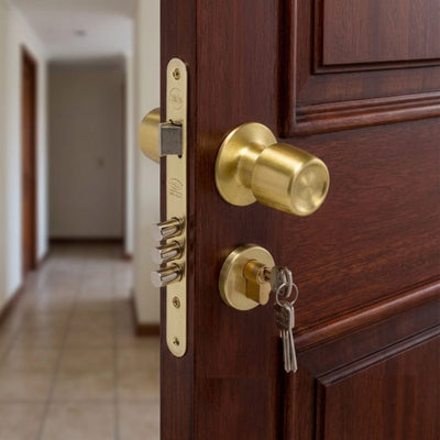 Cerradura Embutida Urbano B60 para Acceso de Pomo Exterior Fijo Bronce