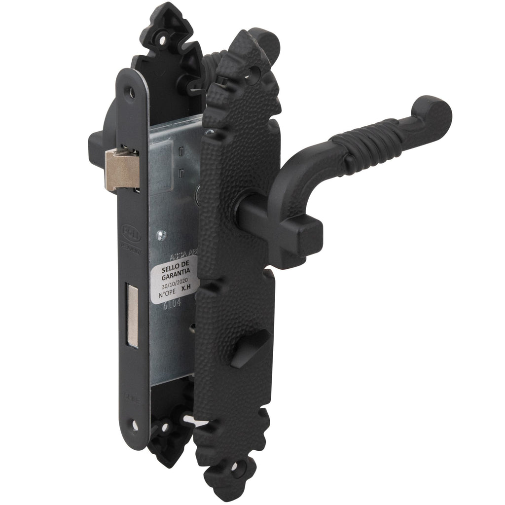 Cerradura Embutida Rústica B40 Negra de Baño