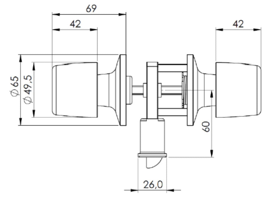 Cerradura Tubular 8000 Oficina/Dormitorio Bronce