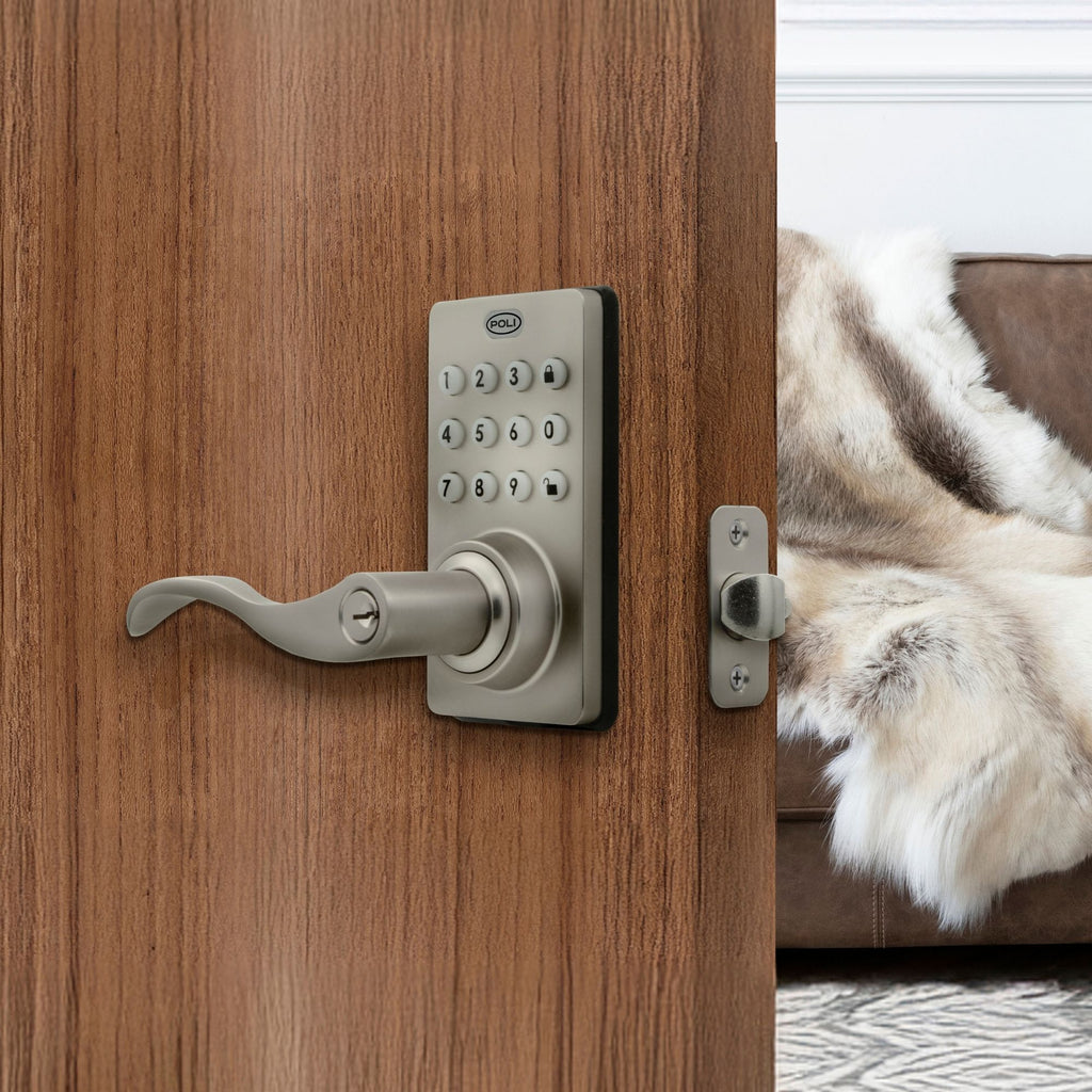 Cerradura Digital Poli 400 Exterior Color Niquel con Código y Llave