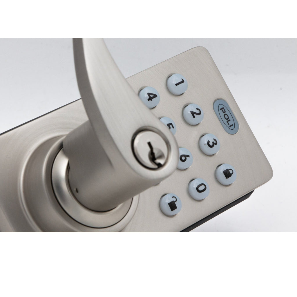Cerradura Digital Poli 400 Exterior Color Niquel con Código y Llave