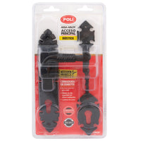 Cerradura Embutida Rústica B40 Negra con Tirador Exterior y Manilla Interior