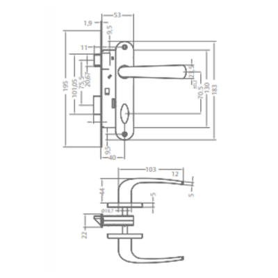 Pack 2 Cerraduras Embutidas Futura B40 Baño Inoxidable