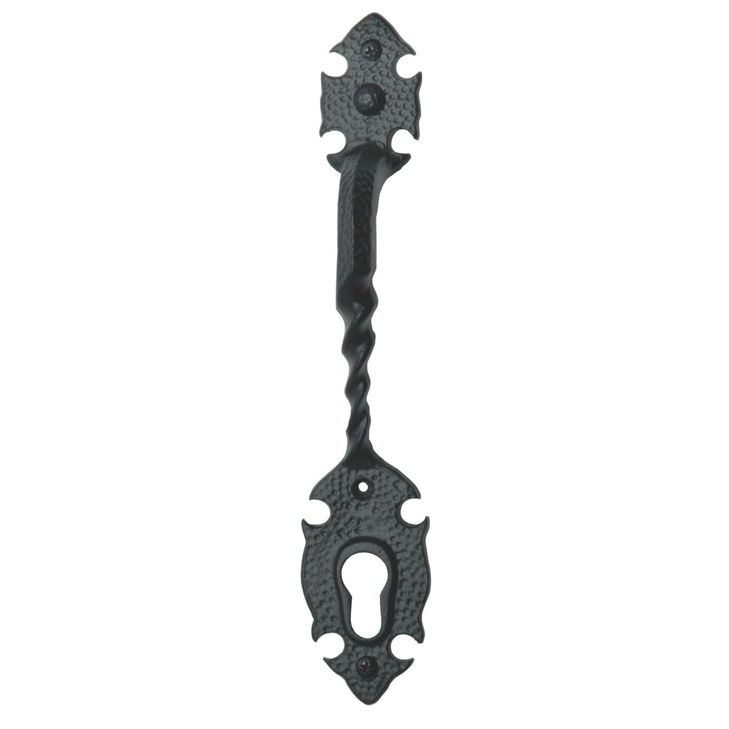 Cerradura Embutida Rústica B40 Negra con Tirador Exterior y Manilla Interior