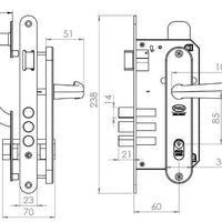 Cerradura Embutida Futura B60 Tirador Acceso 1/2 Níquel