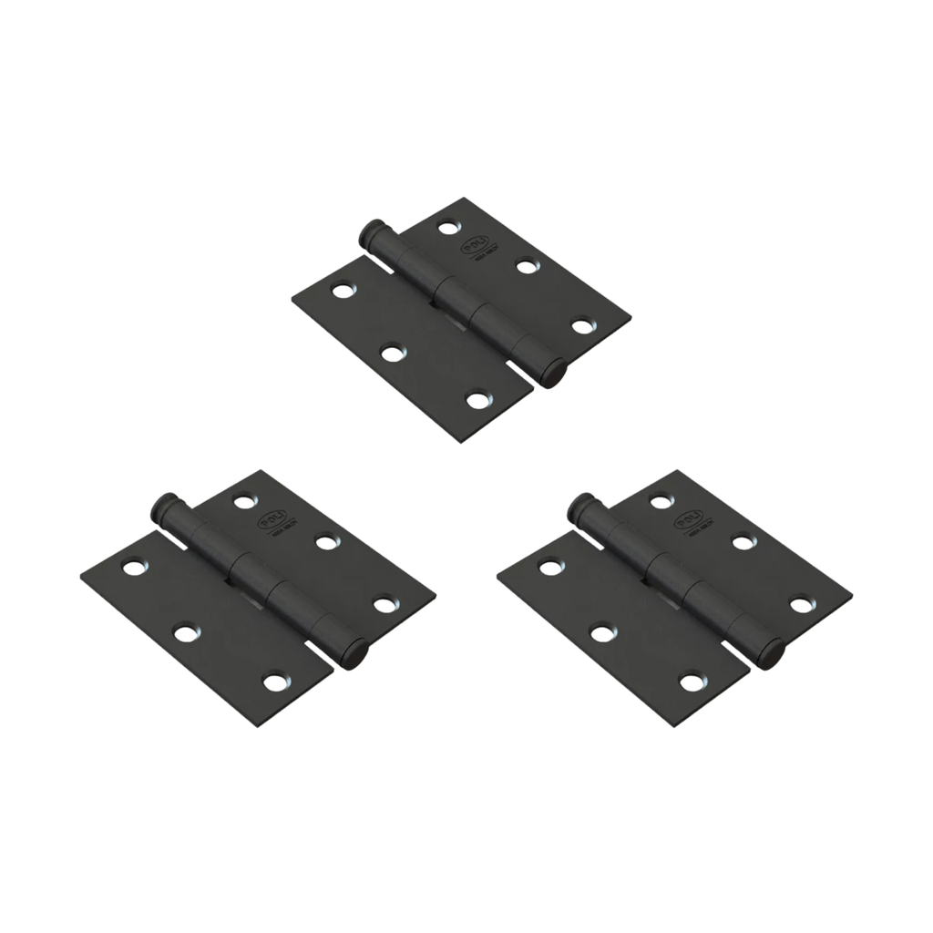 Pack de 3 Bisagras de Acero Poli 3.5 x 3.5 Rústica Negra