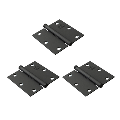 Pack de 3 Bisagras de Acero Poli 3x3 Rústica color Negro