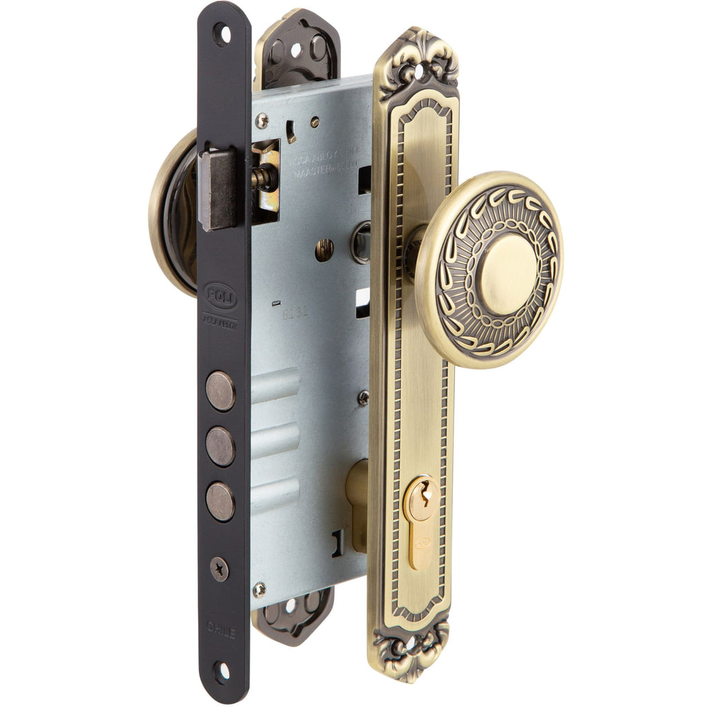 Cerradura Embutida Barroca B60 Bronce de Acceso con Pomo Exterior Fijo