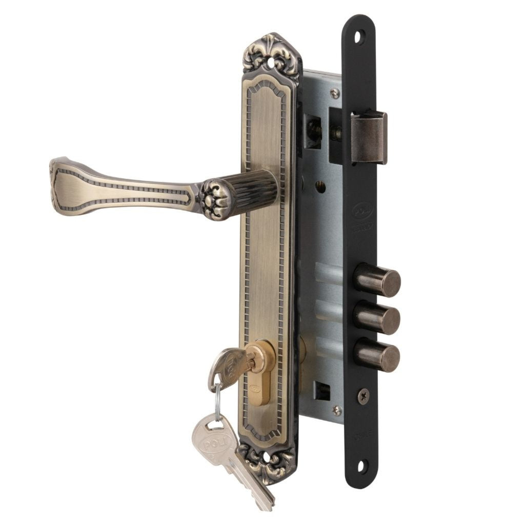 Cerradura Embutida Barroca B40 Bronce de Acceso con Manilla Interior