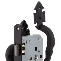 Cerradura Embutida Rústica B60 Acceso Negra con Pomo Interior y Tirador Exterior