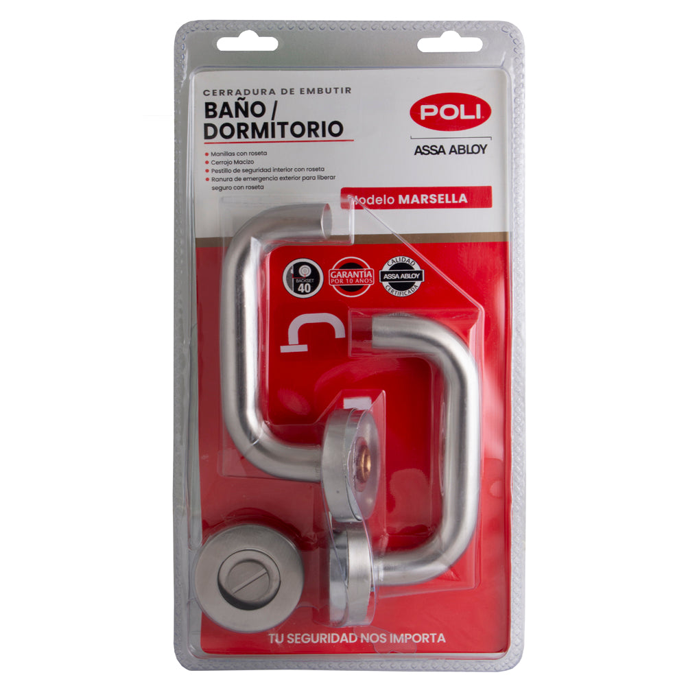 Cerradura Embutida Marsella B40 Inoxidable de Baño y Dormitorio Inoxidable