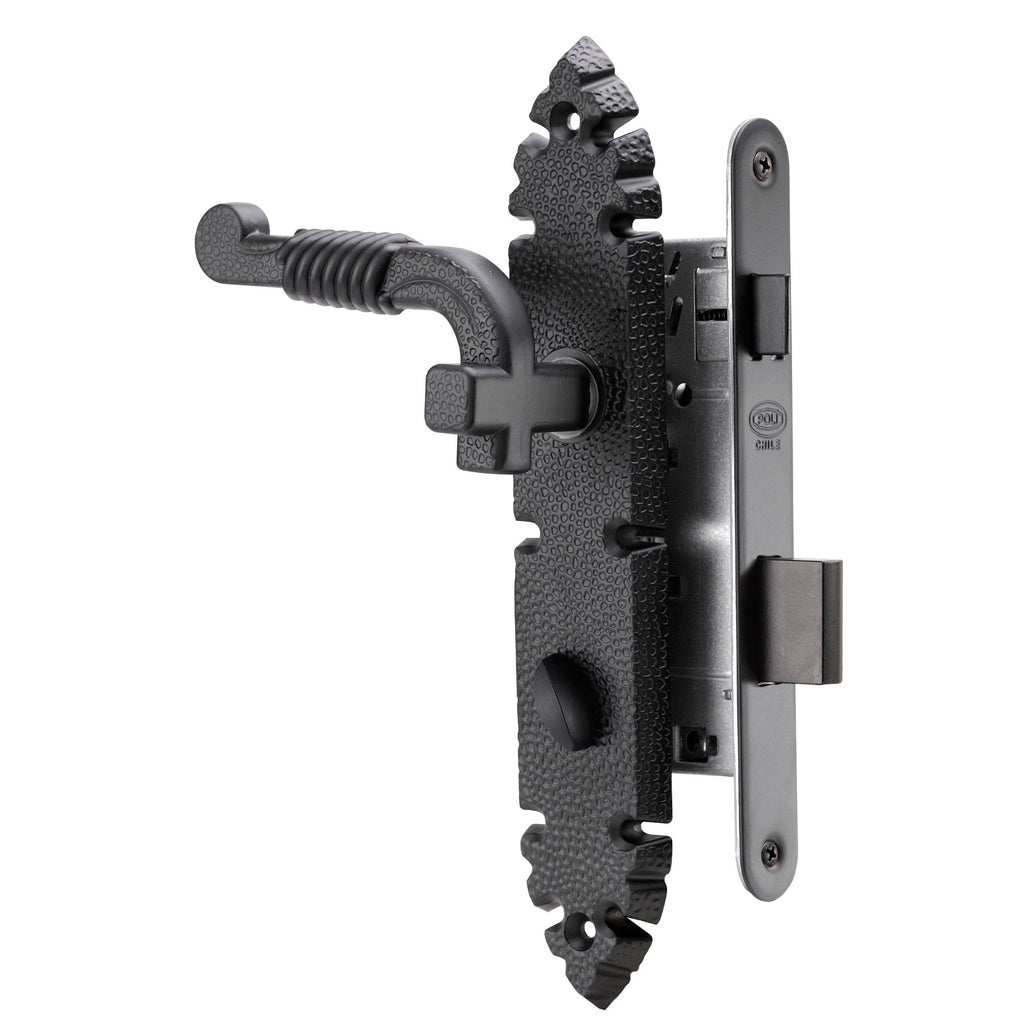 Cerradura Embutida Rústica B40 Negra de Baño