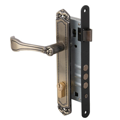 Cerradura Embutida Barroca B40 Bronce de Acceso con Manilla Interior