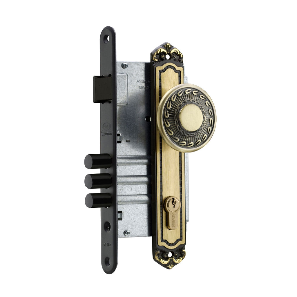 Cerradura Embutida Barroca B60 Bronce de Acceso con Pomo Exterior Fijo