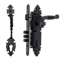 Cerradura Embutida Rústica B40 Negra con Tirador Exterior y Manilla Interior