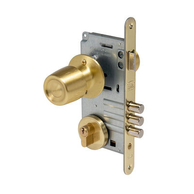 Cerradura Embutida Urbano B60 para Acceso de Pomo Exterior Fijo Bronce