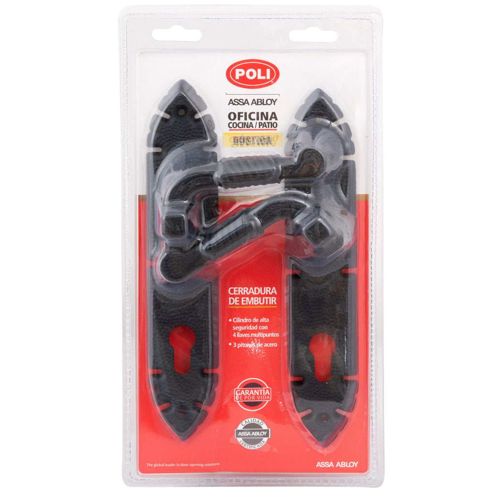 Cerradura Embutida Rústica B40 para Oficina Negro