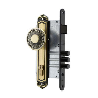 Cerradura Embutida Barroca B60 Bronce de Acceso con Pomo Exterior Fijo