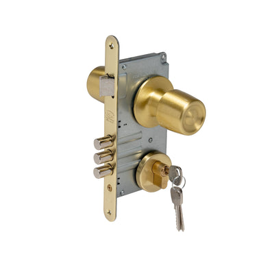 Cerradura Embutida Urbano B60 Bronce de Acceso con Pomo Exterior Fijo