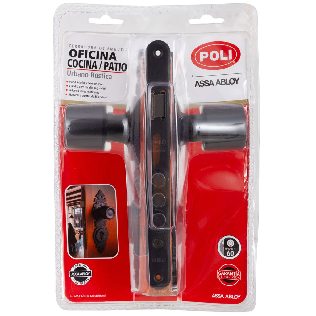 Cerradura Embutida Urbano Rústica B60 Negra de Oficina