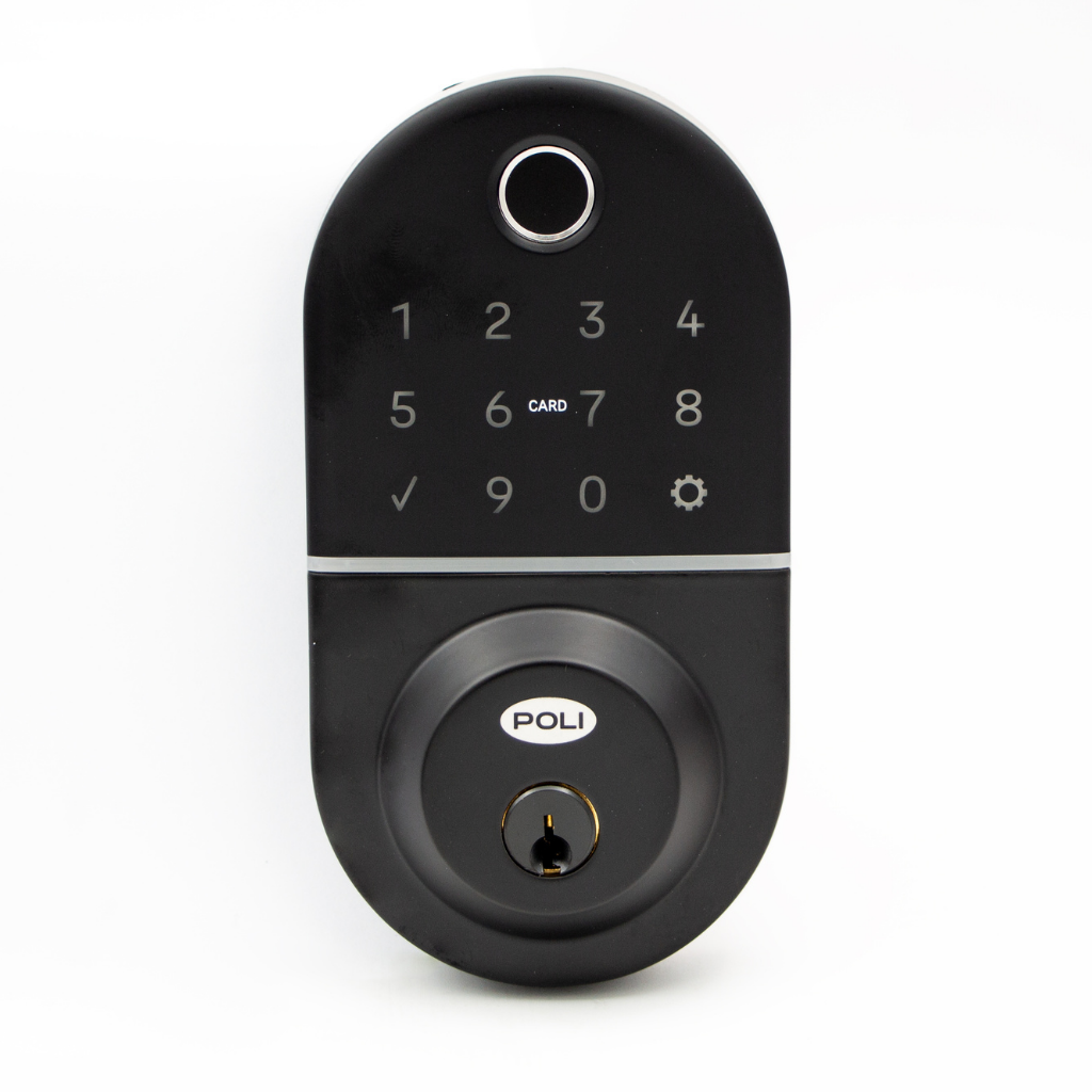 NUEVO Pack Cerrojo Digital Inteligente Poli Smart 1100 Negro Apertura Huella, Tarjeta y Código