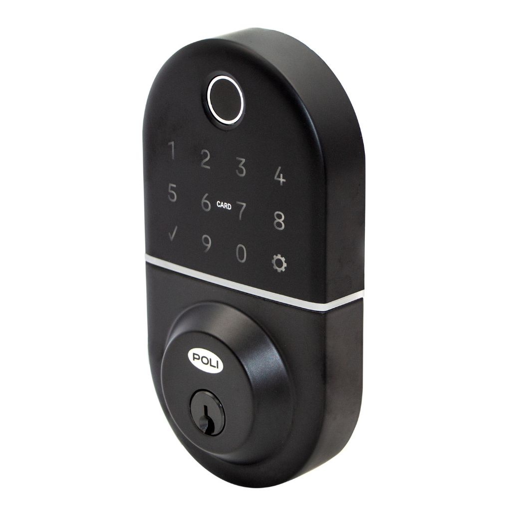 NUEVO Pack Cerrojo Digital Inteligente Poli Smart 1100 Negro Apertura Huella, Tarjeta y Código