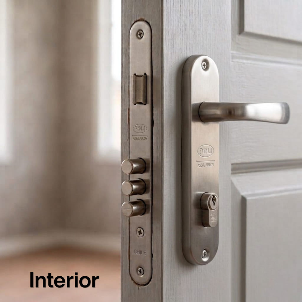 Pack Cerradura Embutida Futura B40 Níquel de Acceso con Manilla interior y Perillón Exterior