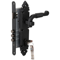 Cerradura Embutida Rústica B40 Negra con Tirador Exterior y Manilla Interior