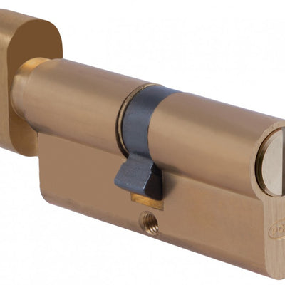 Cilindro Euro 70 mm Perilla/Ranura Bronce
